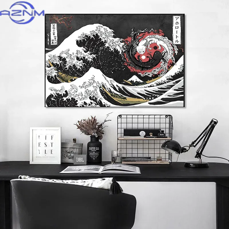 لوحة قماشية كبيرة بتصميم موجي  - مراجعة Japanese Traditional Lifestyle وسعره